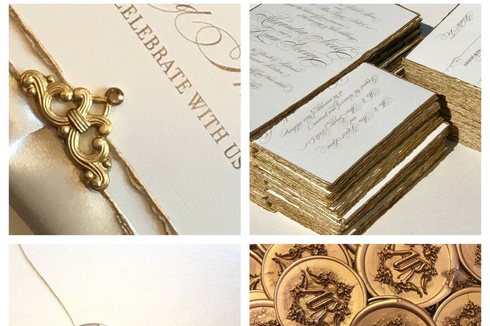 Gold leaf edge invitation