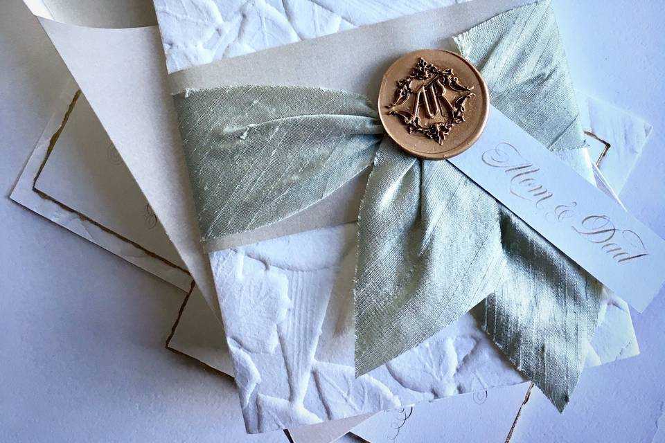 Embossed leaf invitation