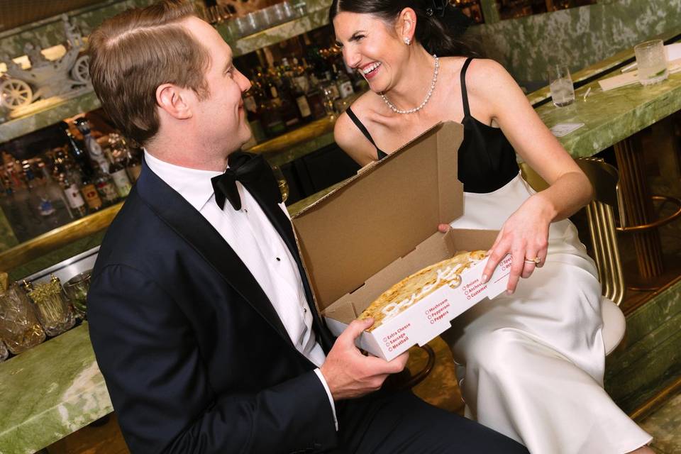 Couple sharing a pizza