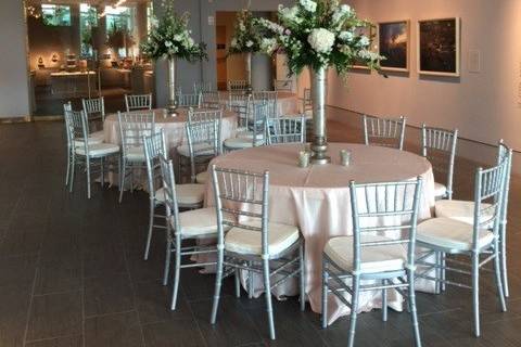 Indoor white table setup