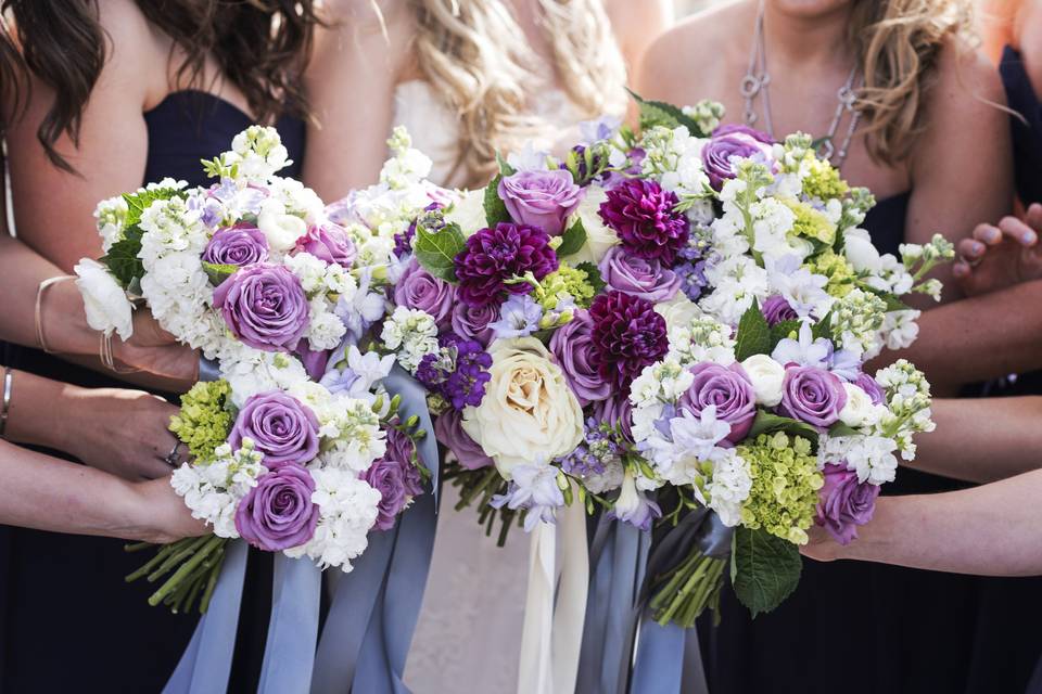 Purple flower arrangements