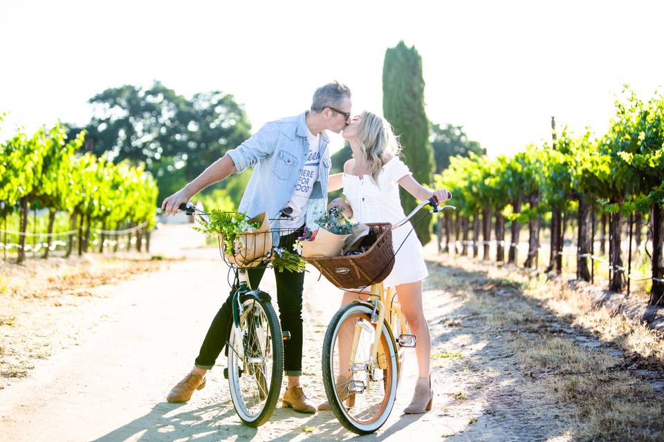 Bike ride through vineyard