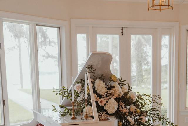 White piano florals