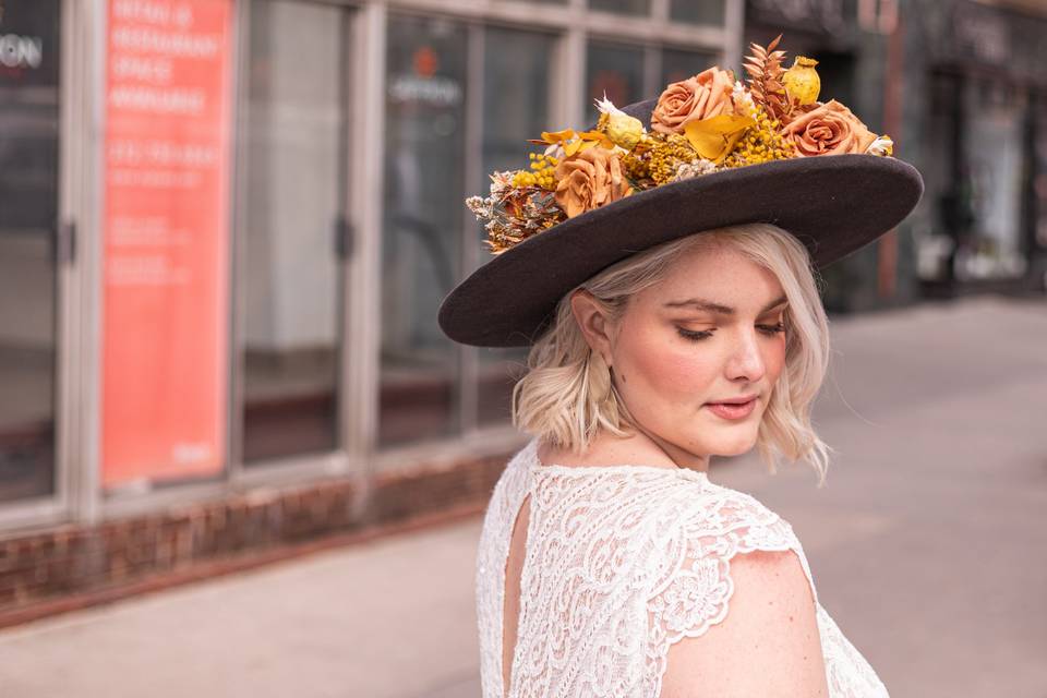 Rusty Orange floral hat