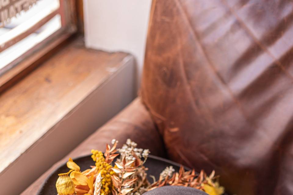 Rusty orange bridal headpiece