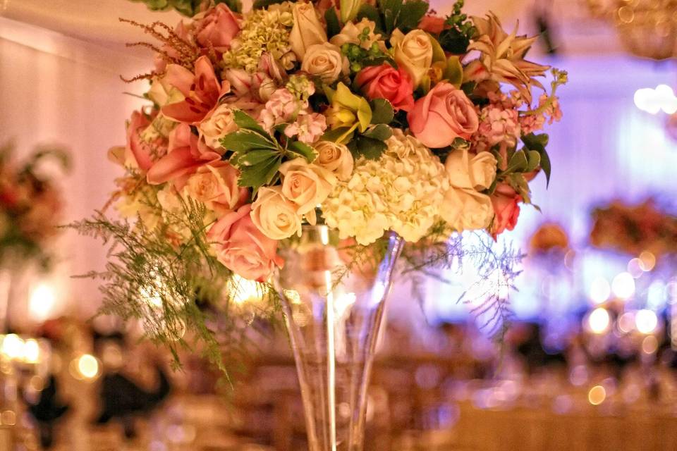 Table setup with centerpiece