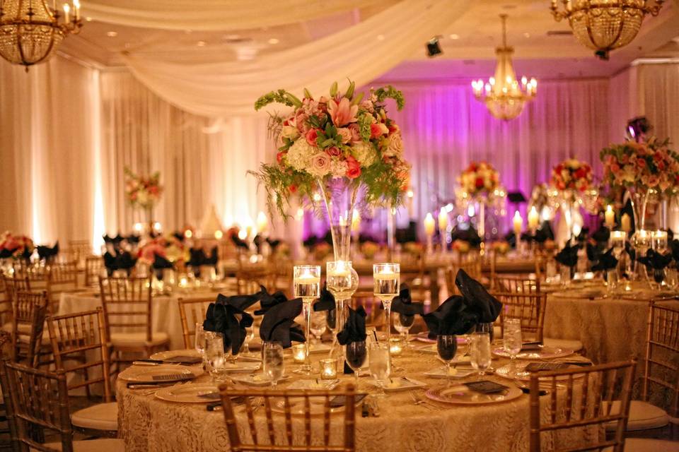 Table setup with centerpiece