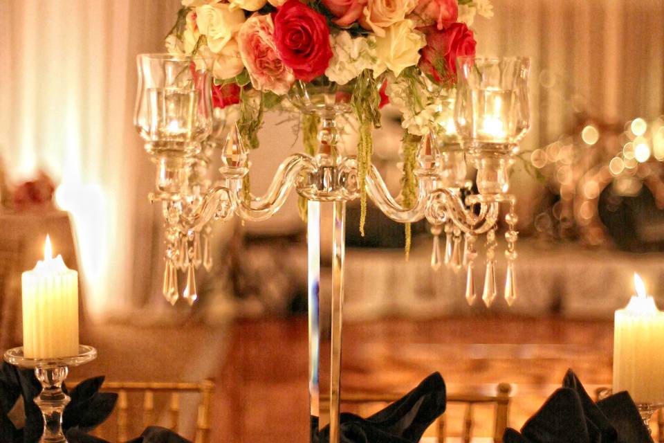 Table setup with centerpiece