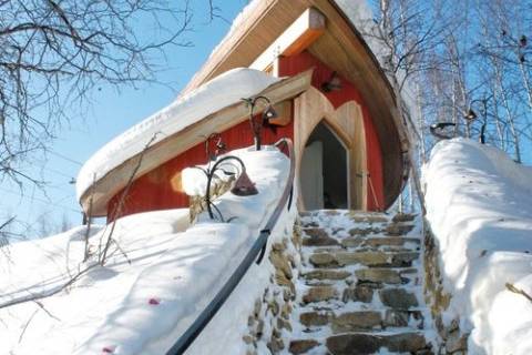 Looking up at the chapel