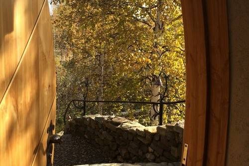 Looking out from the chapel