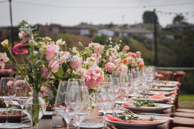 Florals on long table