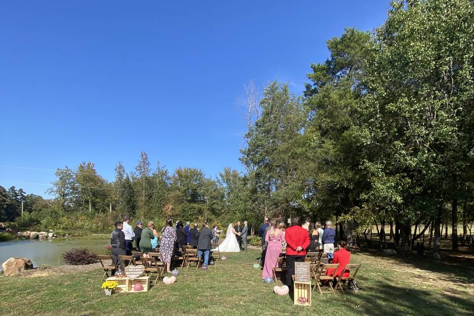 Pond side wedding.
