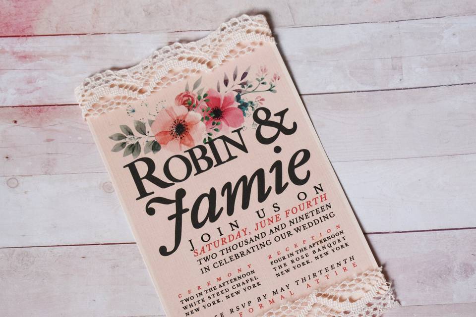 Invitation for Robin & Jaime