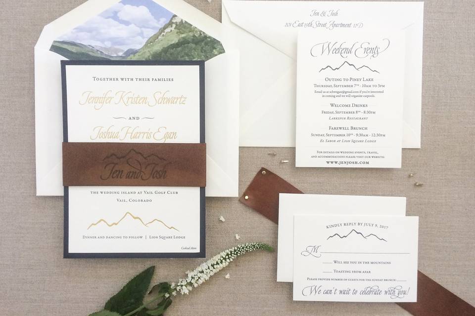 Leather & Gold Invitations