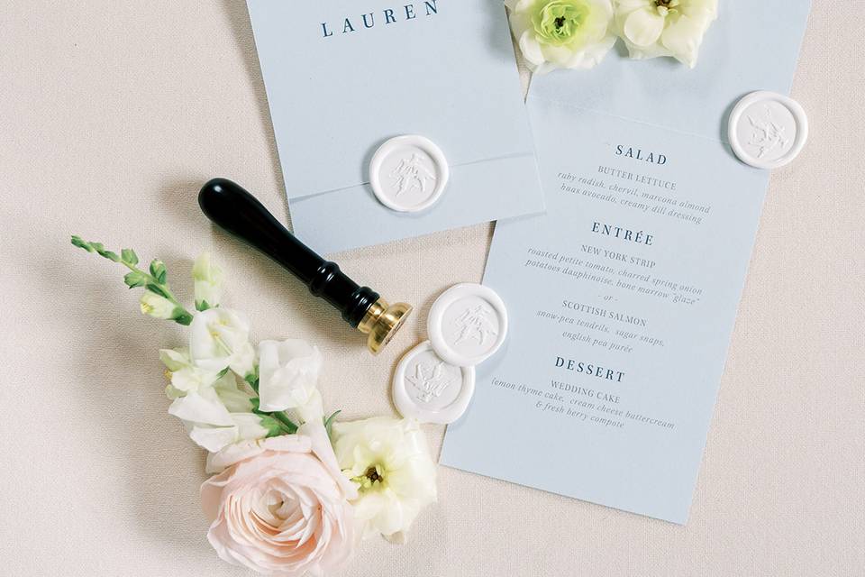 Simple place card menus