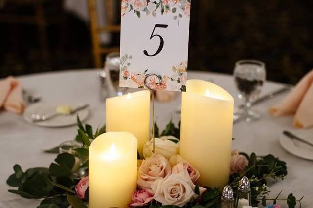 Table setup with candle centerpiece