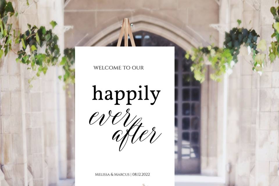 Happily ever after wedding sign