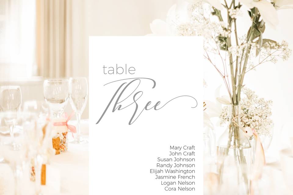 Sample Table Numbers