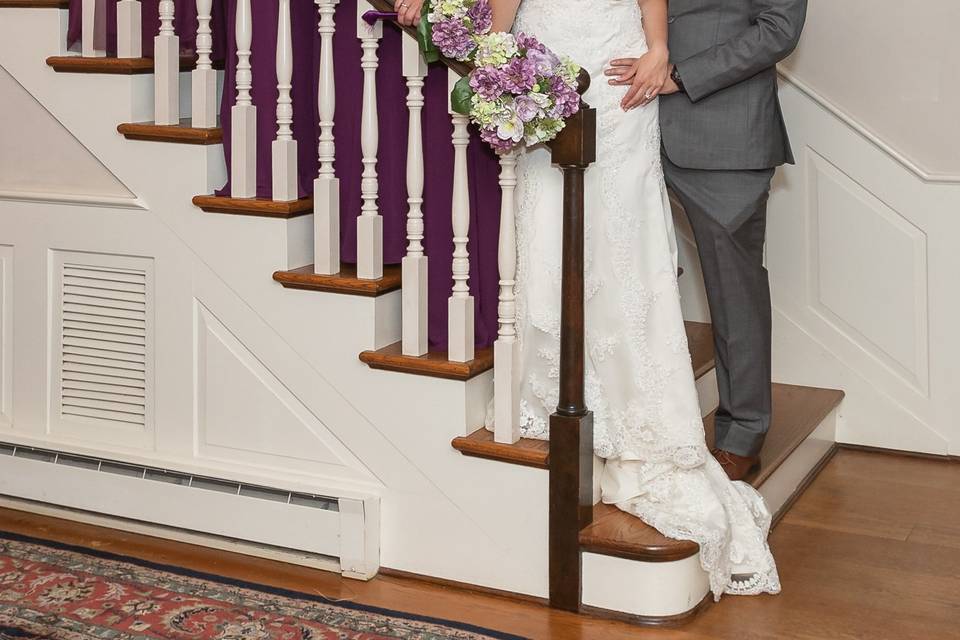 Wedding party on the stairs