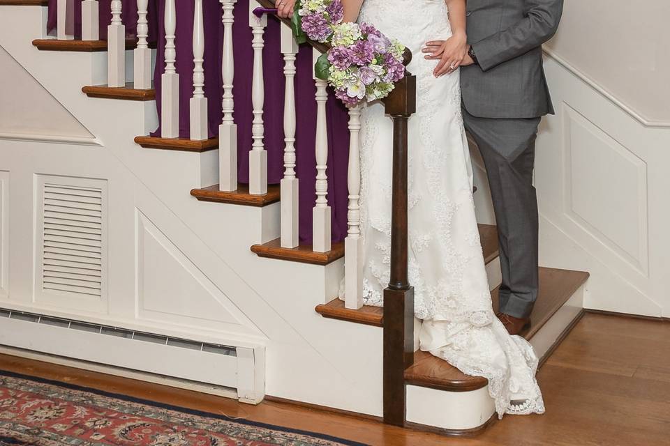 Newlyweds on a dock