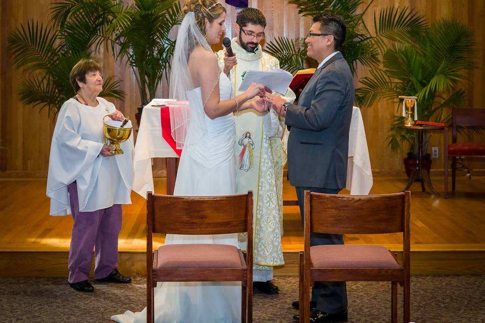 Exchanging their vows