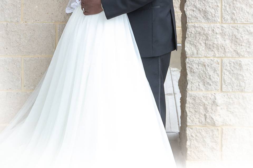 Newlyweds posing after their ceremony