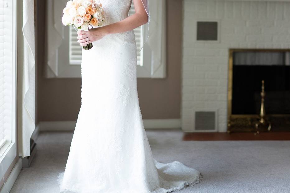 Bride and bouquet