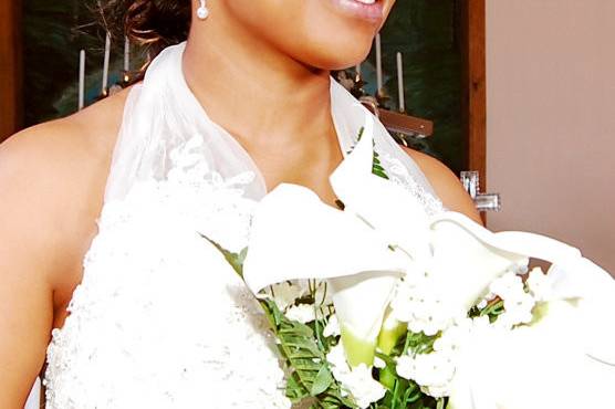 The bride holding her bouquet