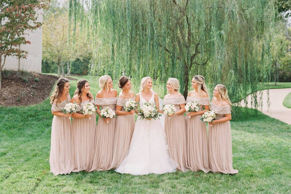 Bridesmaids with the willow