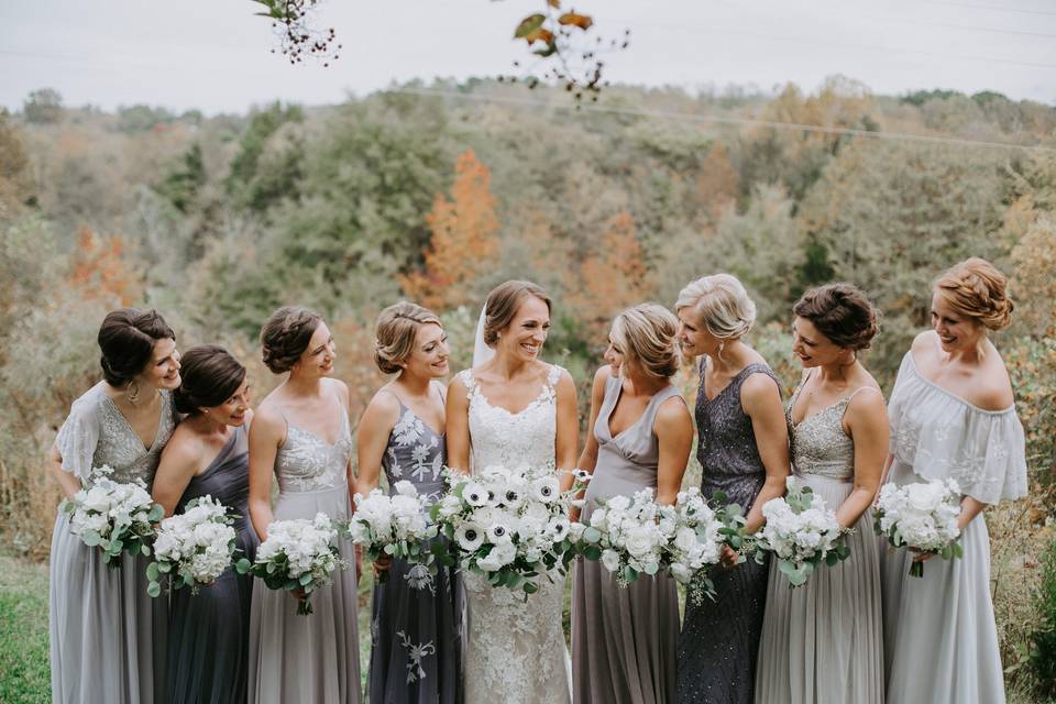 Bridesmaids on the terrace