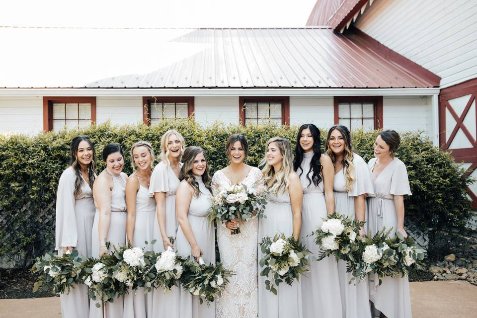 Bridesmaids on the terrrace