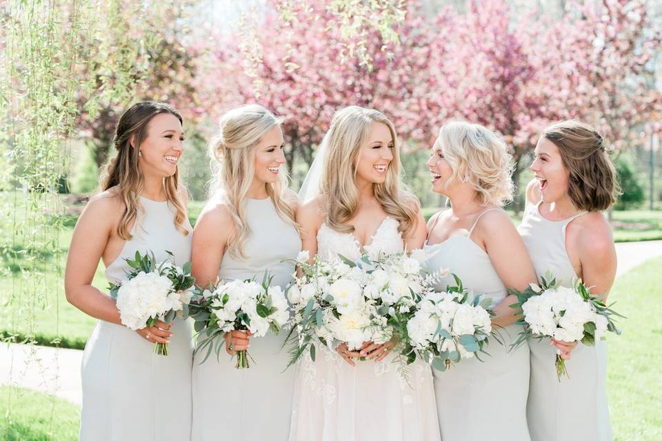 Bridesmaids in springtime