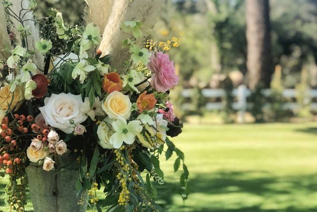 Wild, rustic altar arrangement - royal bee florals and events