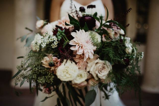 Burgundy and blush bridal bouquet - royal bee florals and events