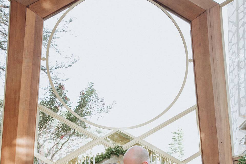 Eucalyptus and succulent wedding, hanging altar   - Royal Bee Florals and Events