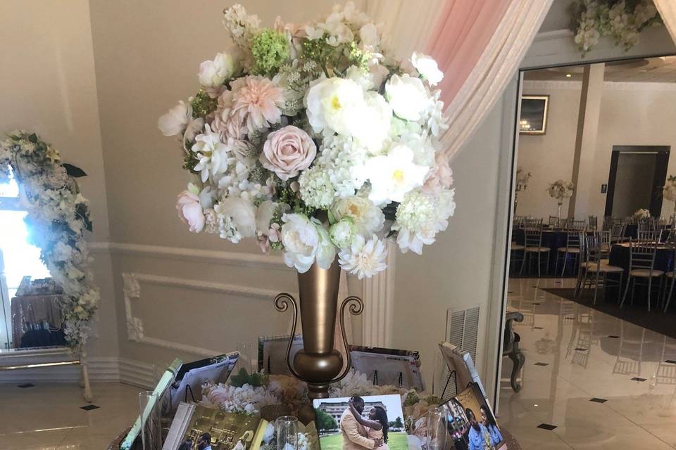 Raised floral centerpiece