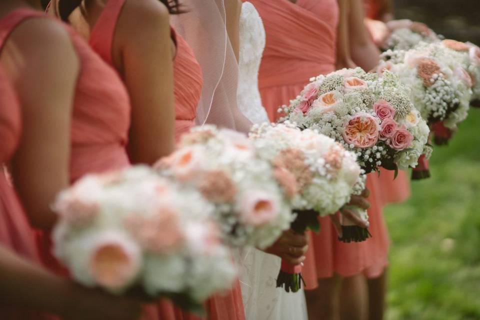 The bride with her bridesmaids