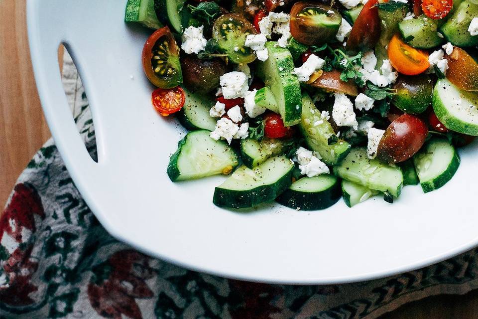 Cucumber, Tomatoes, Feta Salad
