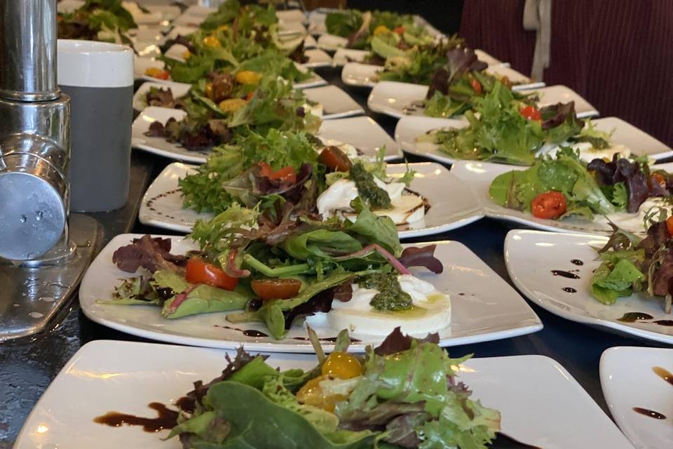 Burrata salad plating