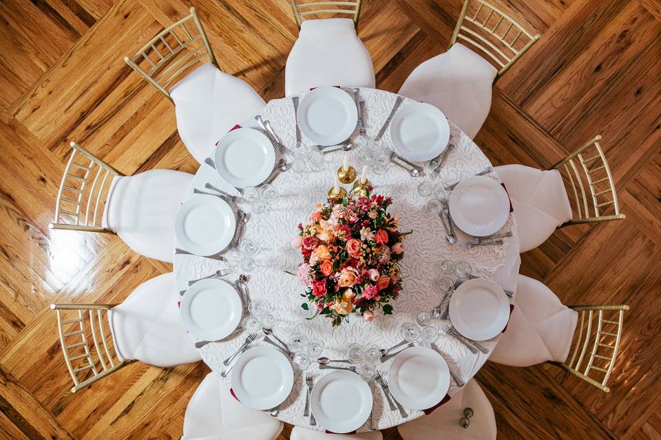 All white table setup