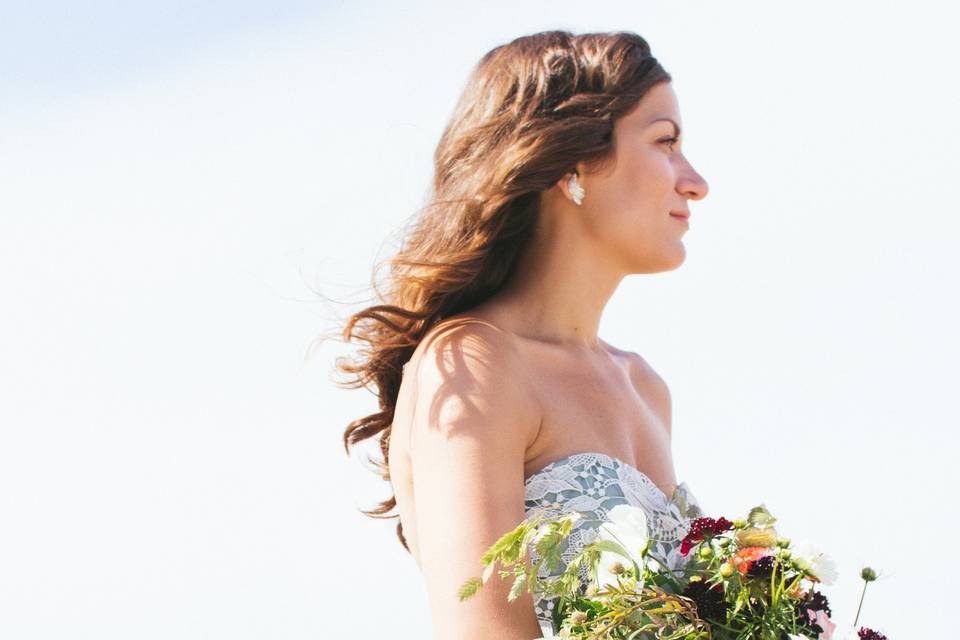 Bride at the Oregon Coast