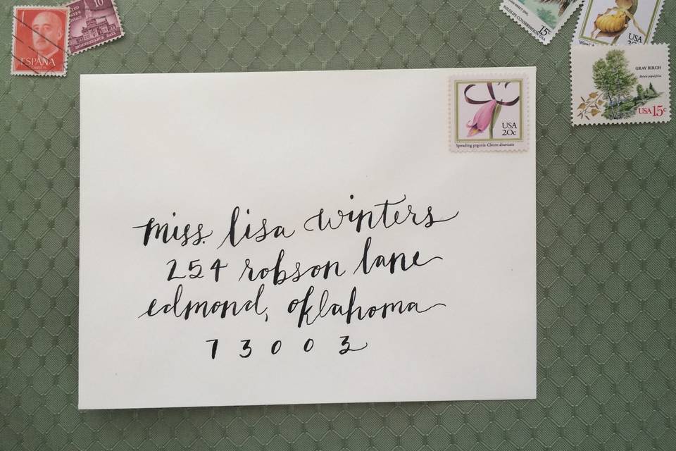 Modern light and romantic free-style hand-written calligraphy.