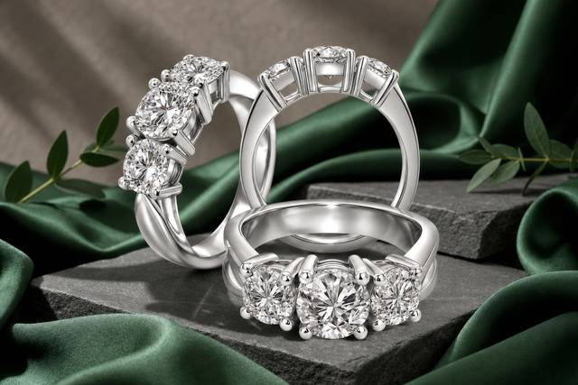 14 Kt White Gold 3-Stone Ring