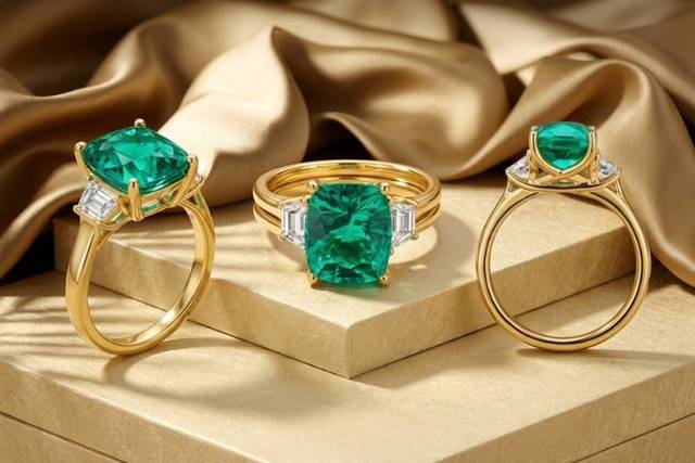LG Emerald 3-Stone Ring