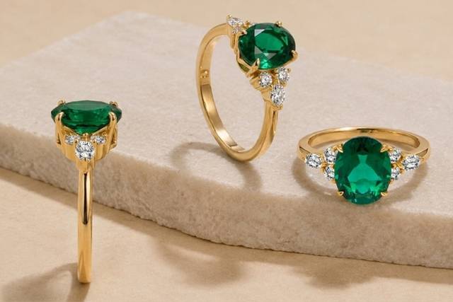Oval Emerald Engagement Ring