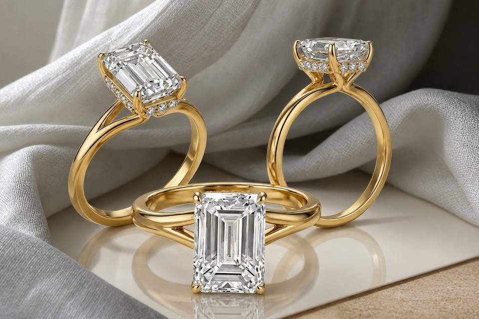 Split Shank Emerald Engagement