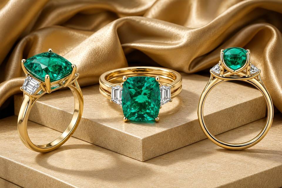 Emerald Ring w/ Matching Band