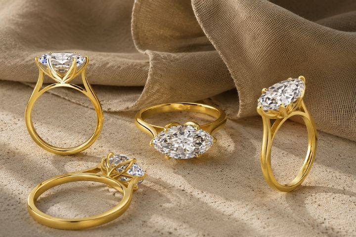 Floral Marquise Engagement Rin