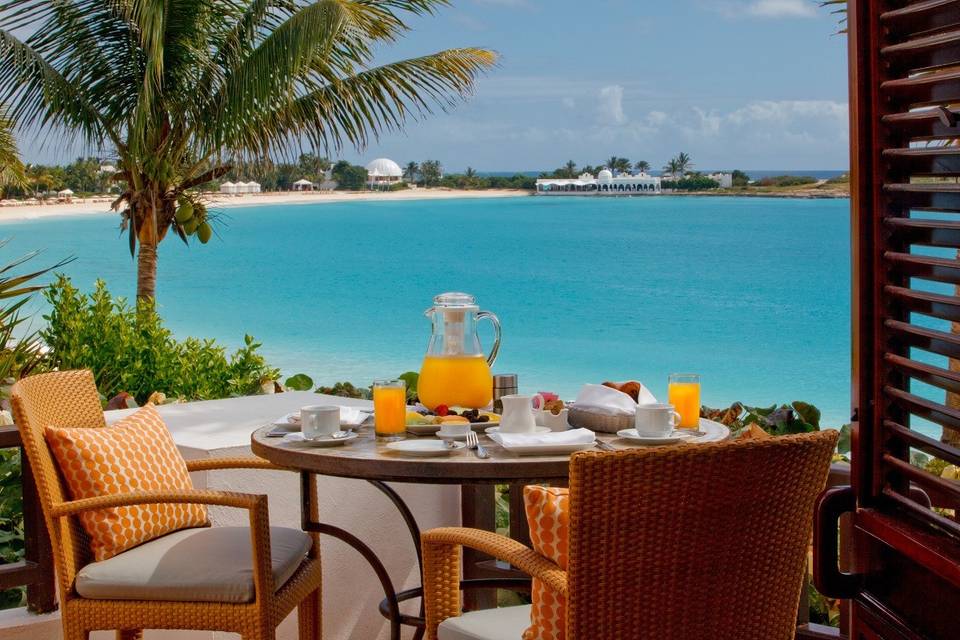 Breakfast in your guestroom overlooking the ocean.