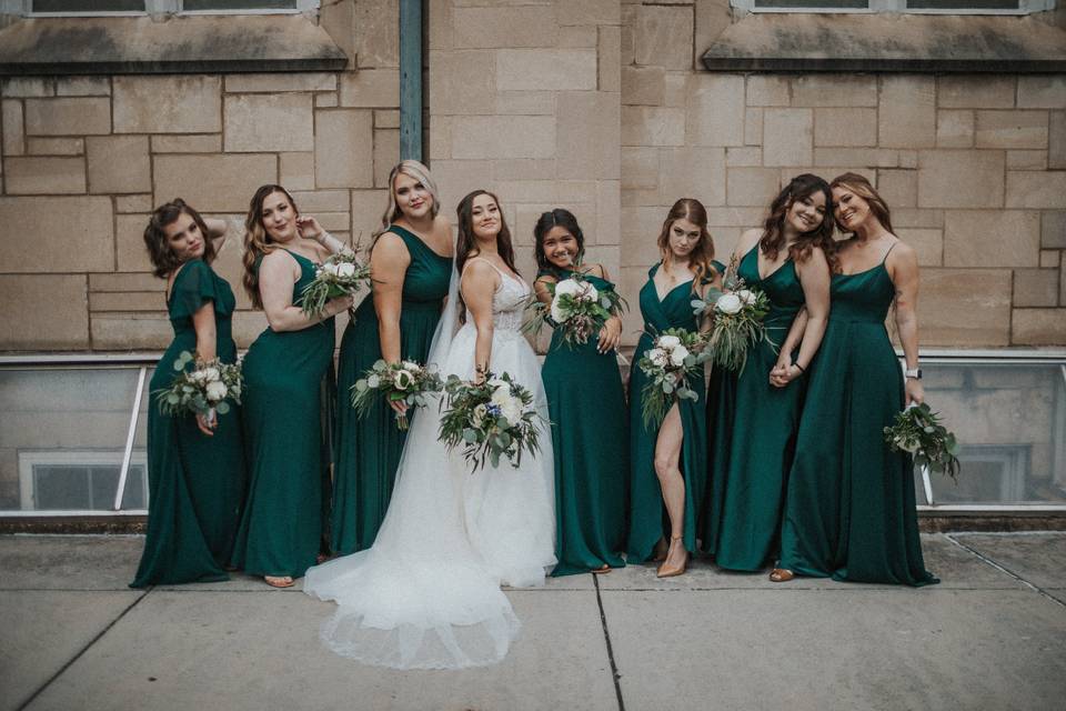 Bride with bridesmaids